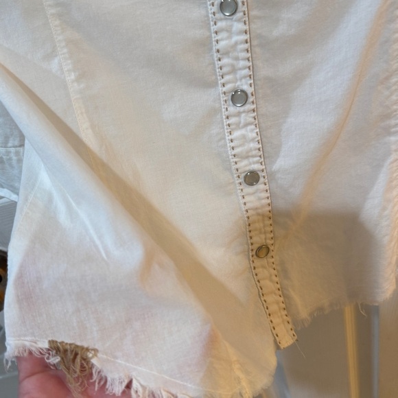 Vintage Guess Jeans White Snap Button Up Embroidered Cross Design moto goth - Picture 12 of 14